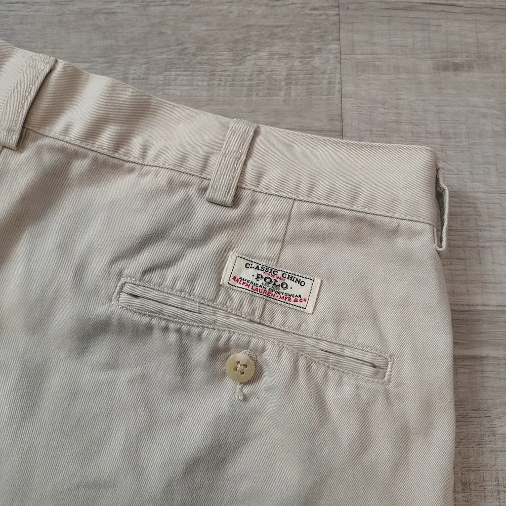 Polo Ralph Lauren Tyler Short Mens 35 Khaki Tan Pleated Chino Cotton Shorts 9in